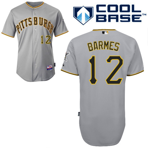 Clint Barmes #12 MLB Jersey-Pittsburgh Pirates Men's Authentic Road Gray Cool Base Baseball Jersey